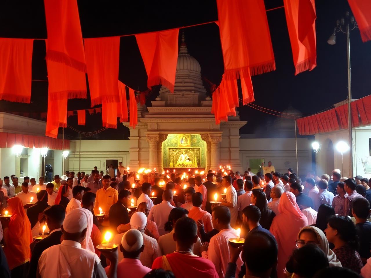 Festival celebration with diyas